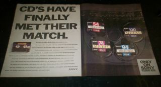 1991 Ad Sony Recording Media CDs Match Cassette Tapes