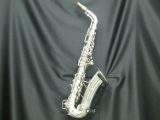 USED VINTAGE 1936 CONN 6M NEW WONDER SATIN SILVER PLATED ALTO 