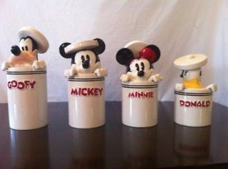 Disney Ceramic Cookie Jars Set Of 4. Mickey Minnie Goofy Donald