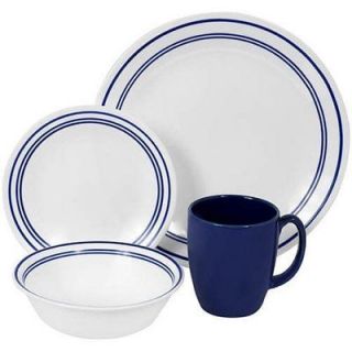 Corelle Plates Dinnerware 16 Pieces Set Cafe Blue For 4 Break Chip 
