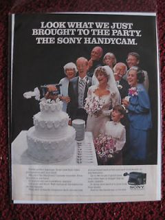1986 Print Ad SONY 8mm Video Handyam Camera Recorder ~ Wedding Day