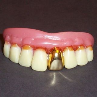 Billy Bob Bling Fake Gold Tooth Costume False Teeth Funny Dentures 