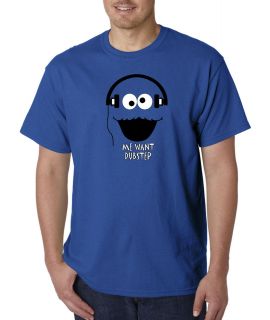 Cookie Monster Cartoon Dubstep Music DJ Face 100% Cotton Tee Shirt