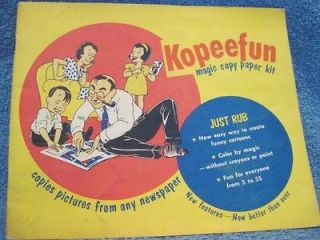 VINTAGE KOPEEFUN MAGIC COPY PAPER KIT BOOKLET 1950S TOY EMBREE MFG.