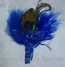 Wedding Peacock Feather BOUTONNIERE / CORSAGE Royal Blue (COLORS 