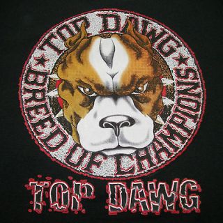 Dog Tshirt Top Dawg Breed Of Champions Pitbull Biker
