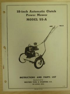 WESTERN TOOL 18 REEL POWER MOWER, AUTOMATIC CLUTCH PARTS MANUAL MODEL 