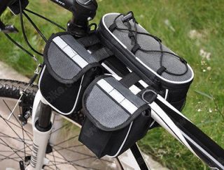   Cycling Bike Bicycle Front Frame Tube Bag 3 in 1 Pannier + Rain Cover