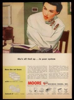 1952 shocked secretary woman in straightjacket Moore business forms 