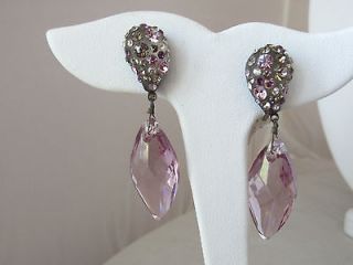   BITTAR Lavender Dust Encrusted Lucite Crystal Drop Earrings nwt $295
