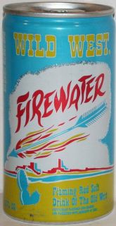 Old soda pop can WILD WEST FIREWATER flaming arrow early aluminum 