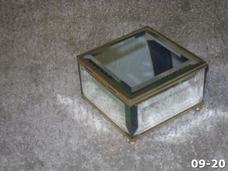   Beveled Mirror Glass And Brass Small Musical Trinket Box Nice