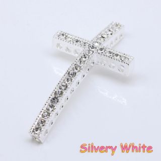 Wholesale Cross Curved Side Ways Crystal Loose Findings Beads Bracelet 
