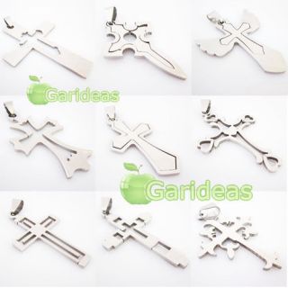   stell All Silver Cross Charm Pendant Necklace Chain Gift 1 Pcs