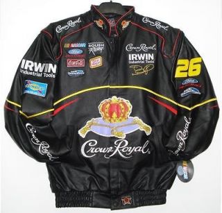 SIZE XL Nascar Jamie McMurray CROWN ROYAL EMBROIDERED Leather Jacket 