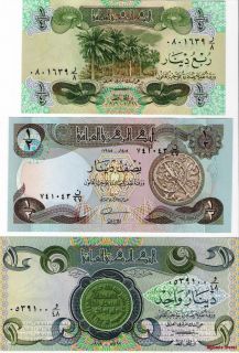 Iraq Saddam Hussein 3 Banknote Currency Paper money Unc