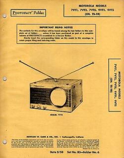 Sams Photofact Service Manual TS 18 Motorola TV 7VT1, 7VT2, 7VT5, 9VT1 