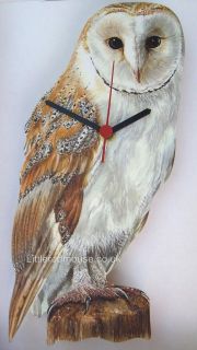 Barn Owl Wooden Wall Clock   Gift Boxed