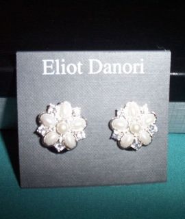 Eliot Danori Open Crystal Hoop Earrings Silver Tone Retail $55 DC137