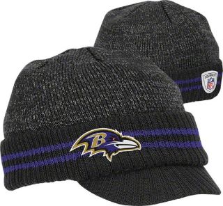   Ravens Reebok 2nd Season Cuffed Visor Knit Hat Beanie Cap RARE