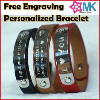 MK Engraved Bracelets, Customized Wristbands, Couple Lover Friends 
