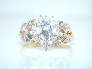 FRANKLIN MINT CZ STERLING SILVER GOLD PLATED RING