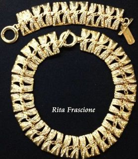   ITALIAN RITA FRASCIONE FLORENCE FAUX DIAMONDS GILT NECKLACE BRACELET
