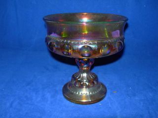 Indiana Carnival Glass Kings Crown Compote Irridescent