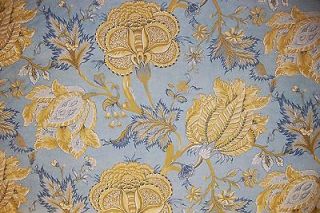 Brunschwig Ispahan II Blue Gold Jacobean Floral Drapery Upholstery