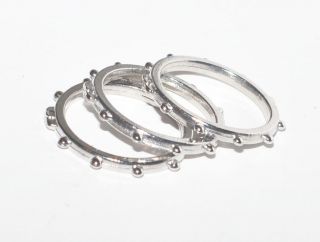 Rosary Ring silver tone with Cross Ring set of 3 rings Stackable rings 