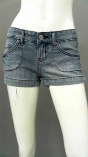 Mossimo Fit 6 Junior 7 Denim Daisy Duke Shorts Blue Solid Designer 