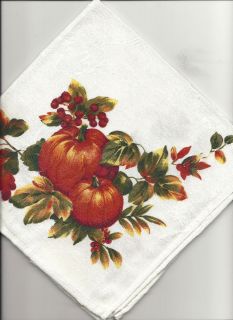 AUTUMN HARVEST PUMPKINS LEAVES FALL 70 ROUND TABLECLOTH or NAPKINS