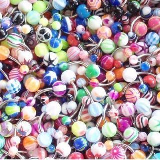   LOT OF 10 PIECES 14G BELLY BUTTON RINGS NAVEL CURVE BODY JEWELRY