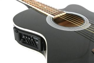 NEW ADULT Crescent BLACK Acoustic Electric Guitar+Acc