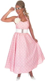   PINK POLKA DOT ROCK AND ROLL PROM DAY FANCY DRESS COSTUME ALL SIZES