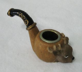 UNIQUE SMOKING PIPE THEMED CANDLE HOLDER WITH ANTLERED BUCK DESIGN