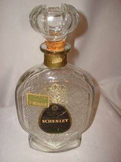 SCHENLEY CLEAR PRESS GLASS WHISKEY DECANTERS STOPPER Original Labels 