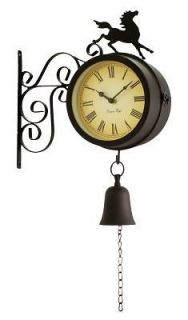   Garden Yard Bracket Wall Clock & Thermometer Garden Decorations