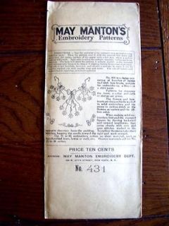   MANTON UNUSED TRANSFER EMBROIDERY PATTERN DAISIES & BOW KNOTS FLORAL