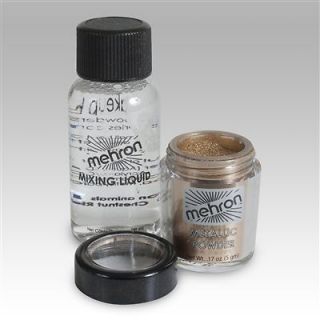MEHRON METALLIC POWDER WITH MIXING LIQUID GOLD SILVER THEATRICAL STAGE 