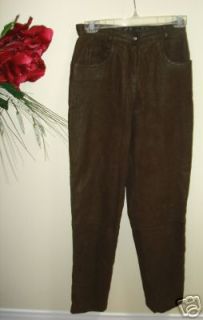 Brown buckskin leather Jeans Style ladies pants 6 slim