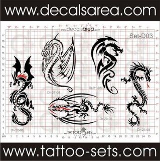 Set D03 Airbrush Tattoo Stencils REUSABLE New u