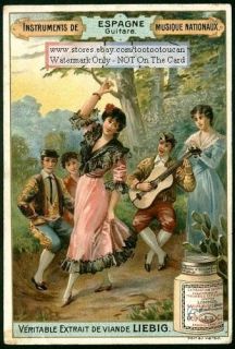 The Spanish Guitar And Dancers BEAUTIFUL 1898 Card