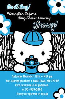   Zebra Print Printable Baby Shower Party Invitation BOY 1st Birthday
