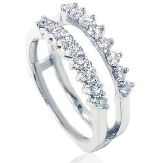 60CT Diamond Guard Ring Wedding Band Engagement Enhancer 14K White 