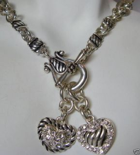 Premier Designs Toggle Necklace W/ Two Hearts