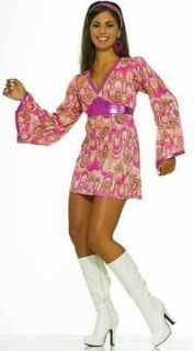 Go Sexy 70s Girl Costume Flower Disco Dress Outfit