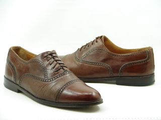 MEZLAN Brown Deerskin Perforated Captoe Oxford Shoes Mens 8.5 M EUC