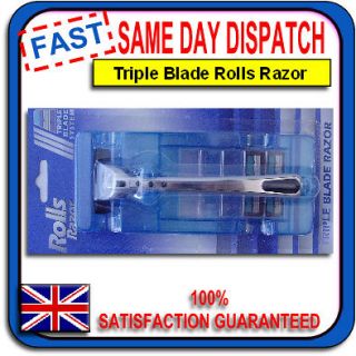 New Men Triple Rolls Razor Blade + 2 Replacement Shaving Steel Blades 