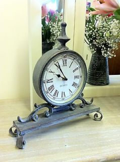 Mantel clock distressed vintage chic antique french country fireplace 